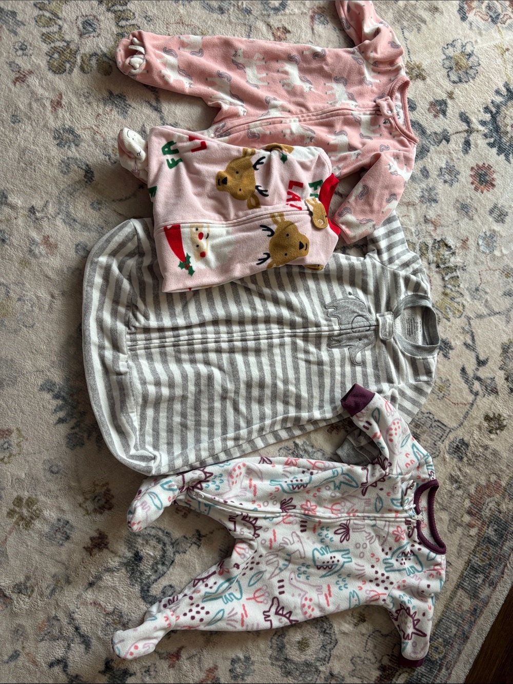 Baby girls fleece footed Print Pajama Set - Cozy Sleepers 0-3m